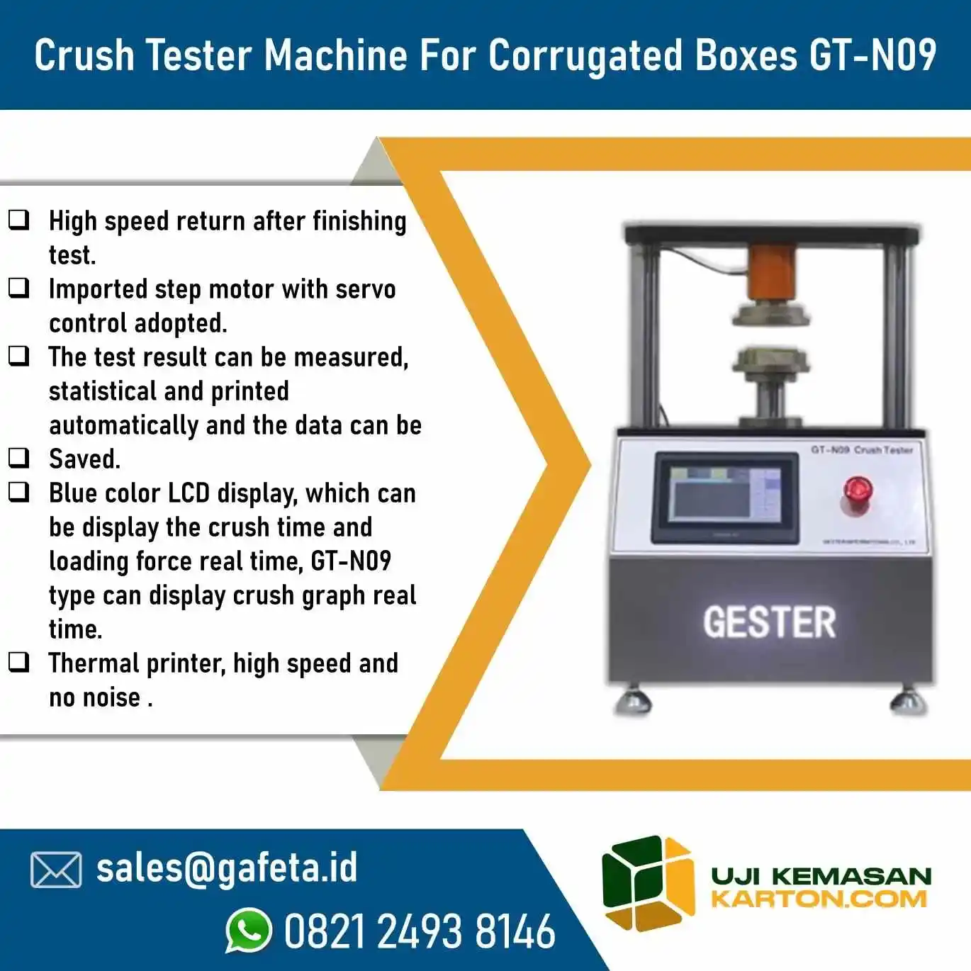 Jual GT-N09 Crush Tester Machine 5 in 1: RCT, ECT, FCT, PAT, CMT