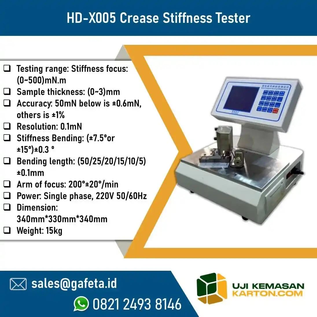 Crease Stiffness Tester HD-X005 untuk Papan Karton ISO 5628 & ISO 2493