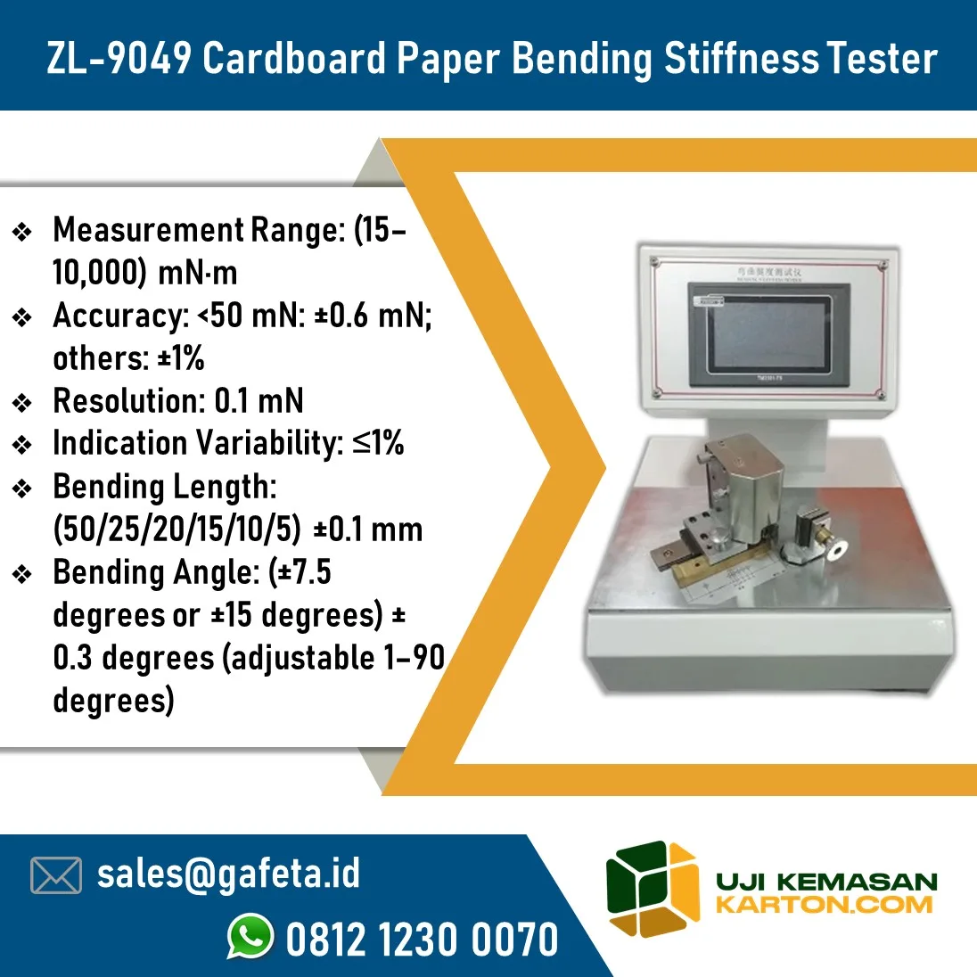 Cardboard Paper Bending Stiffness Tester ZL-9049